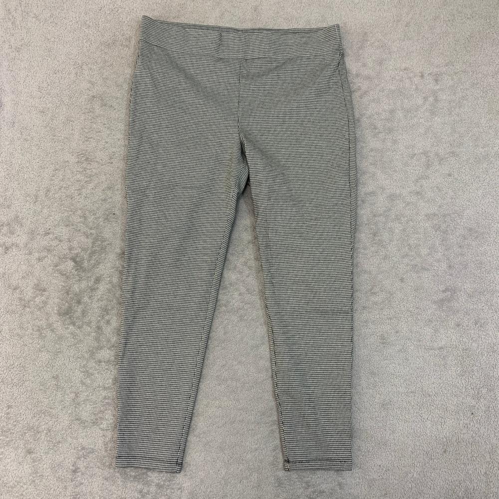 LOFT Women's XL Black White Houndstooth Pull On Leggings Polyester Blend